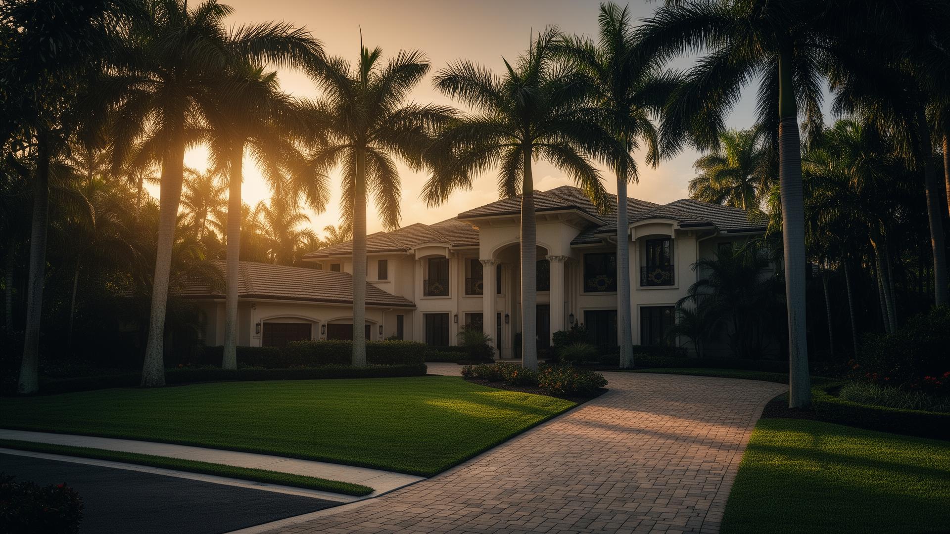 Luxury Florida home with palm trees